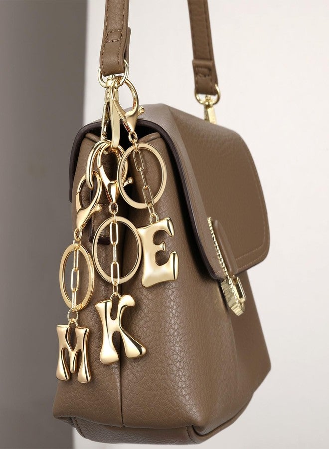 Dubtnion Gold Bubble Initial Keychain for Women Bag Charms Letter A-Z Keychain Alphabet Handbags Purse Charms Accessories - Image 2